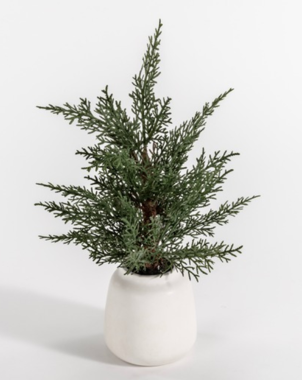 Faux Mini Pine Tree With Ceramic Base