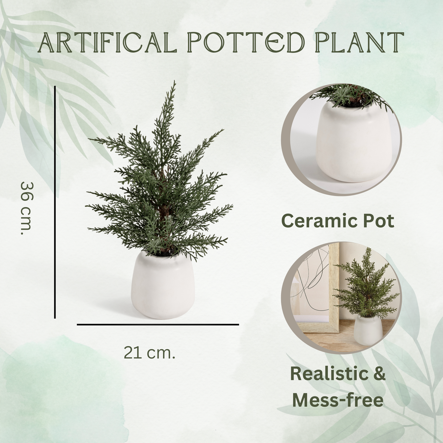 Faux Mini Pine Tree With Ceramic Base