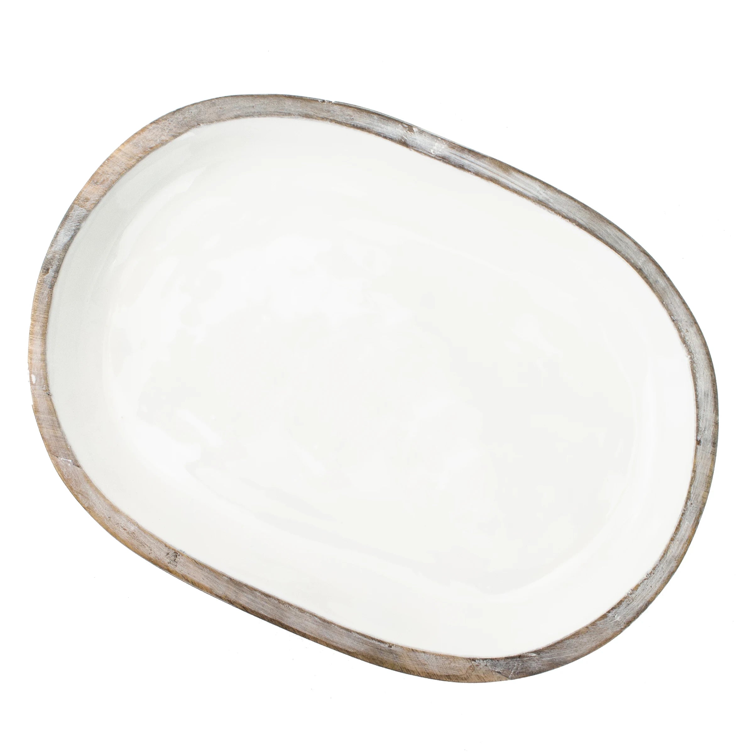 Wooden oval bowl with feet (4 Pack)