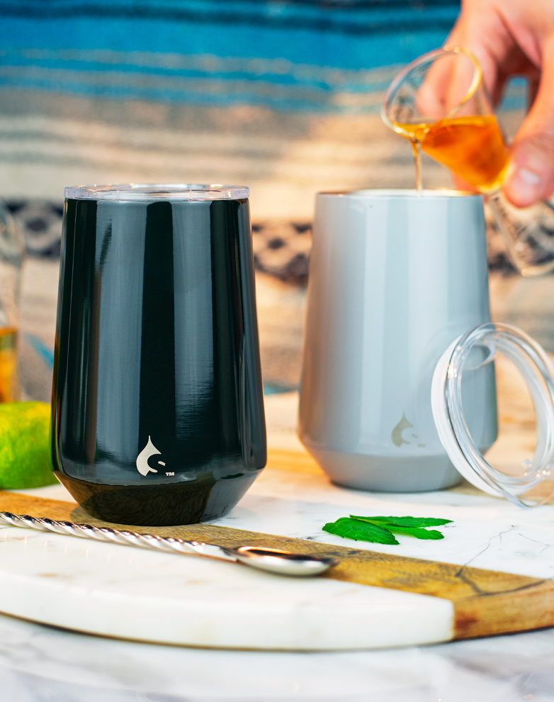 Black and Grey Sully Sonoma Insulated Wine Tumbler with Lid - 12 oz. (2 pack) - Sully Innovations