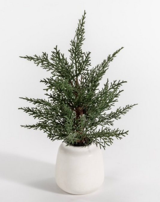 Faux Mini Pine Tree With Ceramic Base