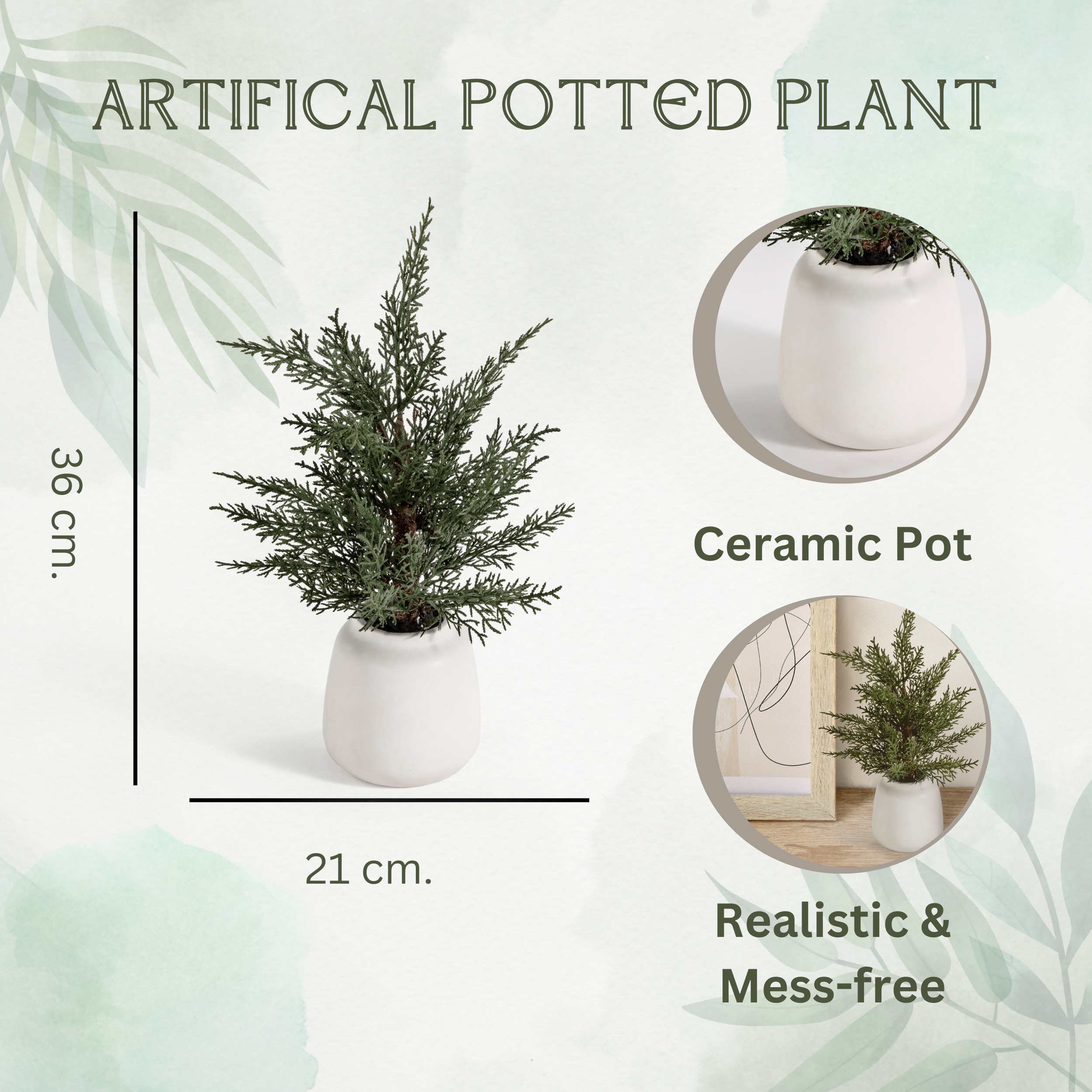 Faux Mini Pine Tree With Ceramic Base