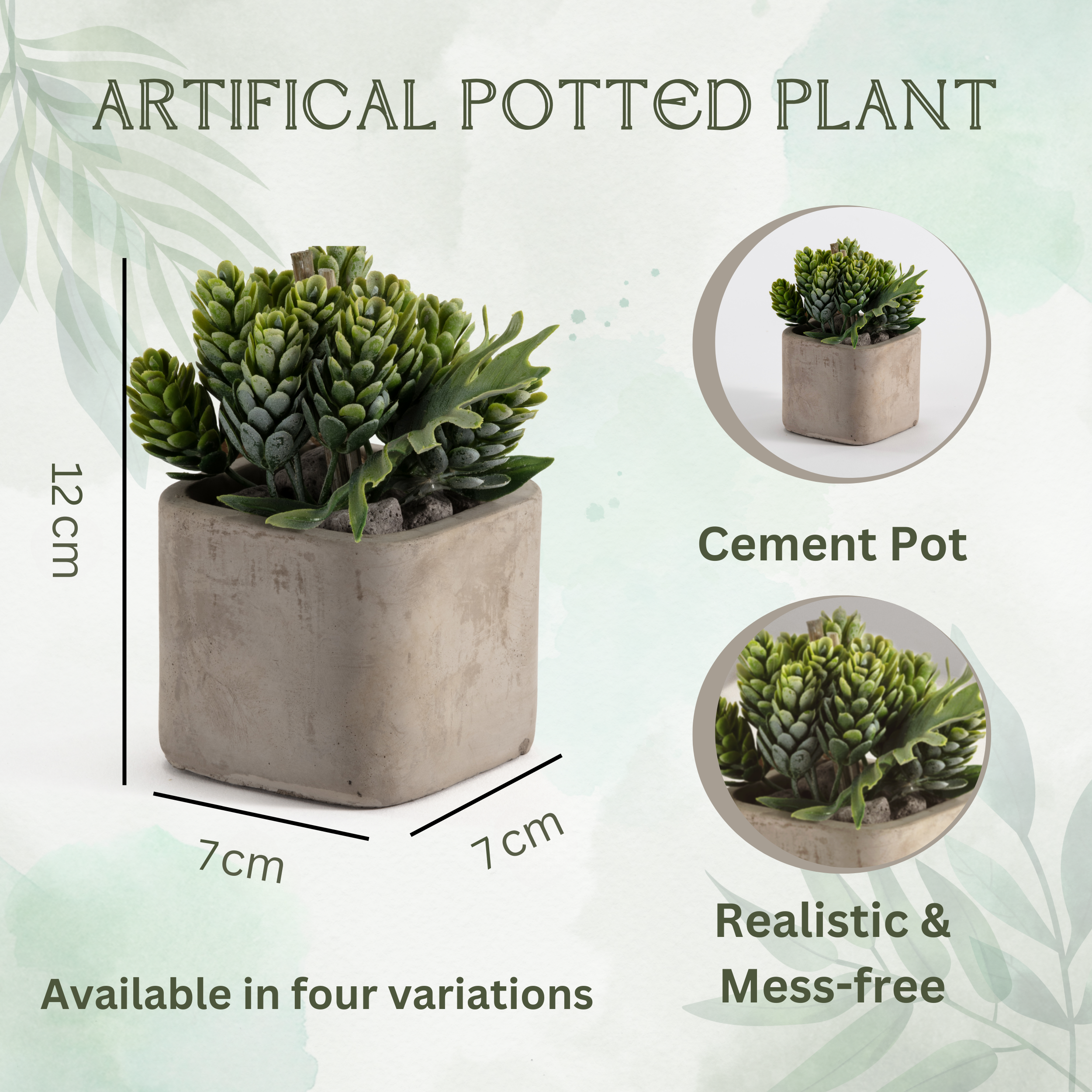 Cement Pot Faux Plant