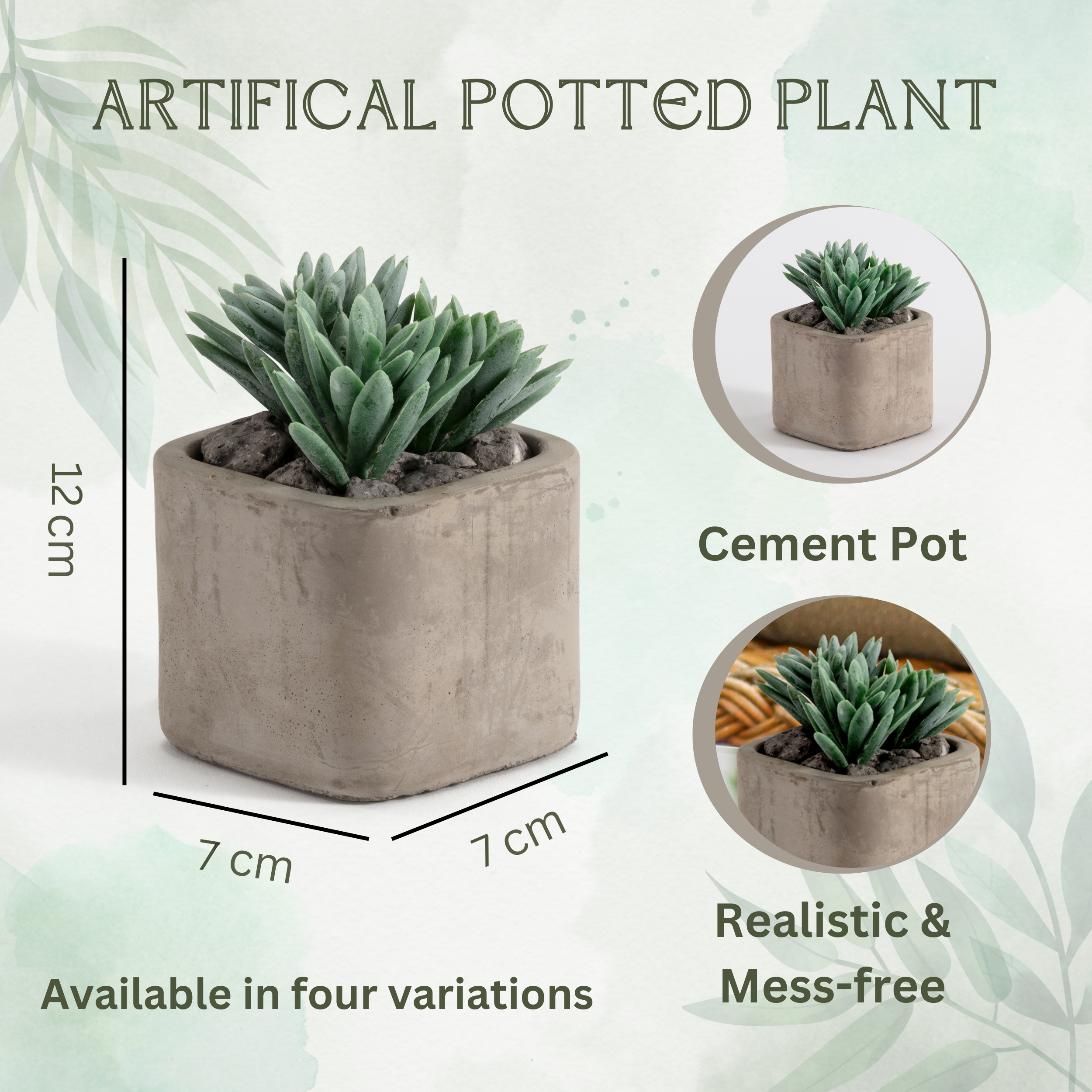 Cement Pot Faux Plant