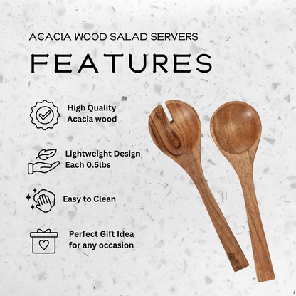 Acacia Wood Salad Servers Set of 2