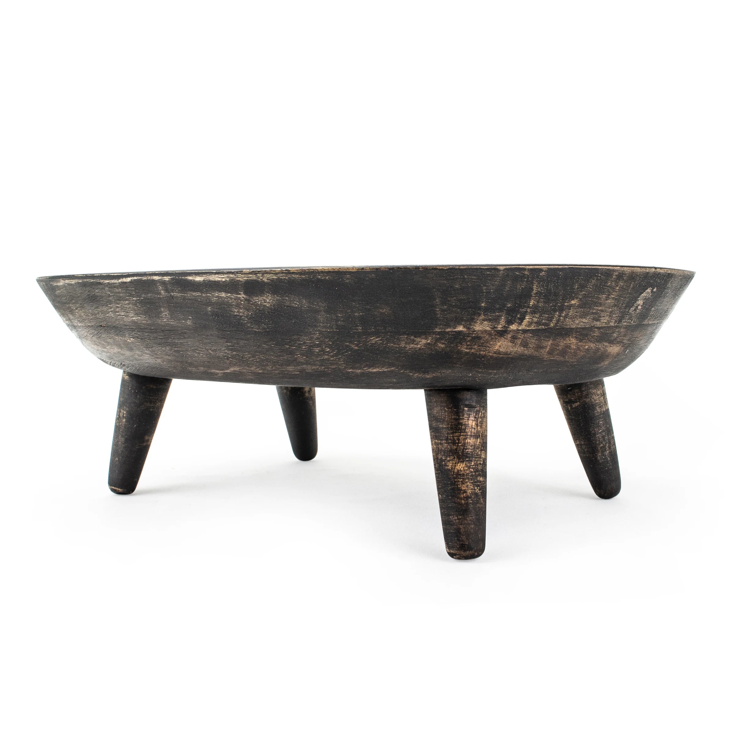 Wooden oval bowl with feet (4 Pack)