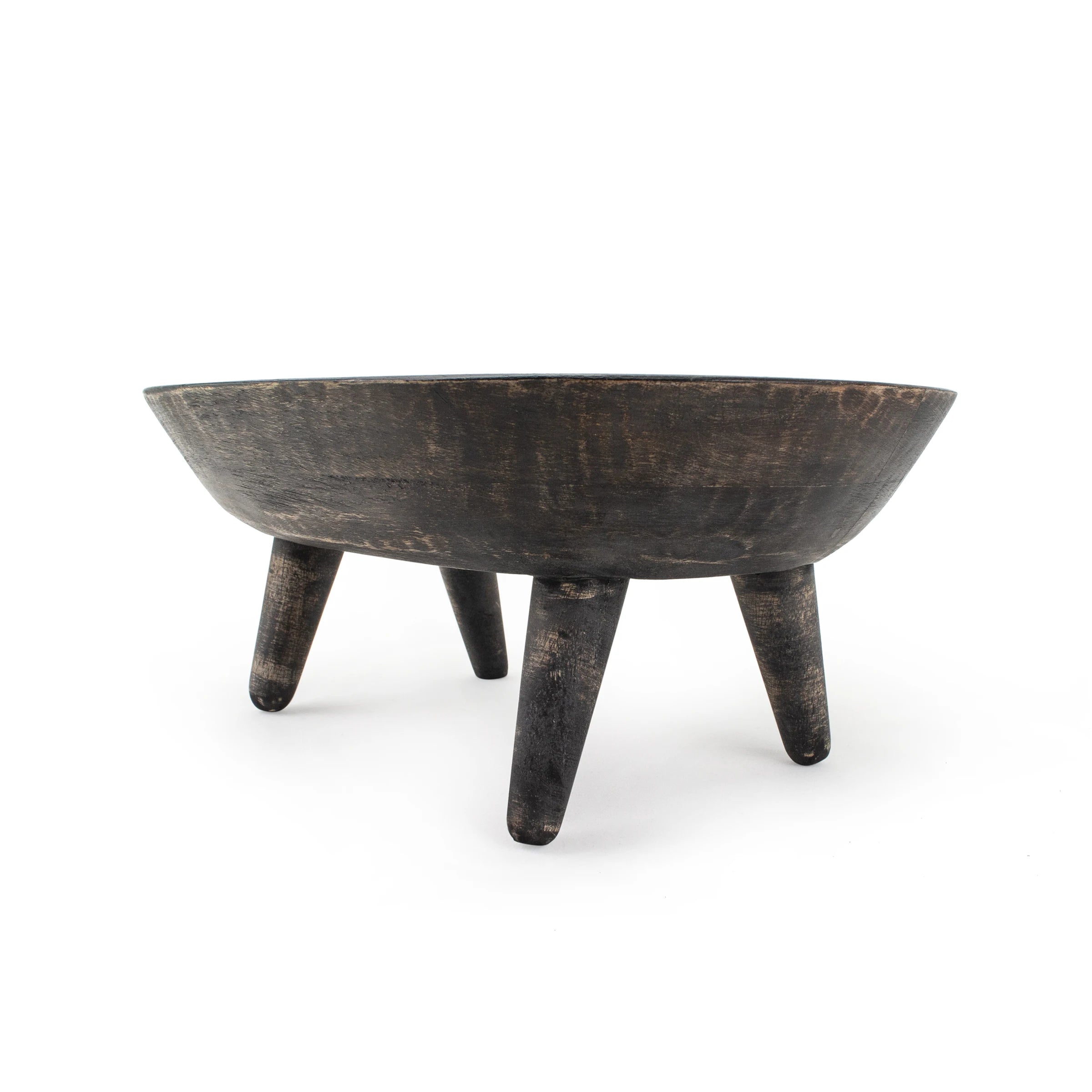 Wooden oval bowl with feet (4 Pack)